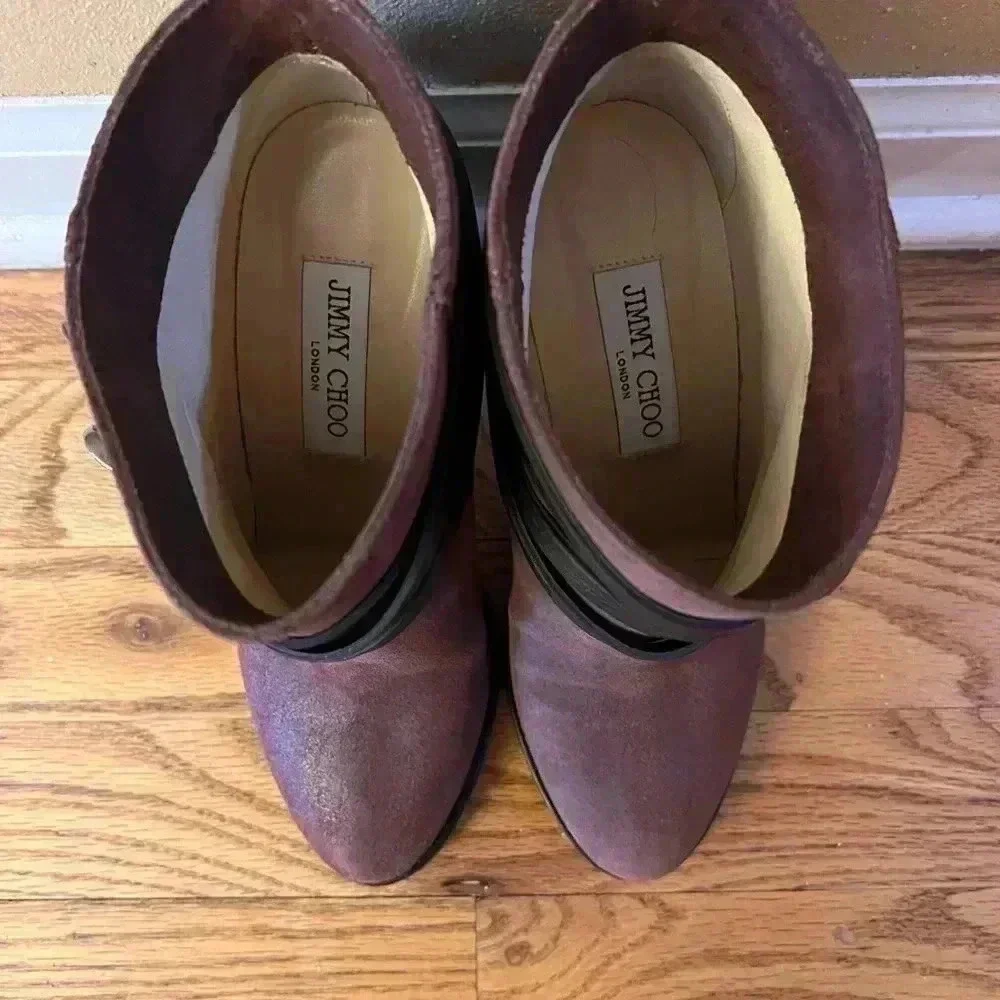 Jimmy Choo Burgundy Suede Ankle Boots Size 36
